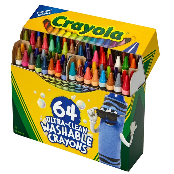 Ultra-Clean Washable Crayons - Regular Size, 64 Count, PK2